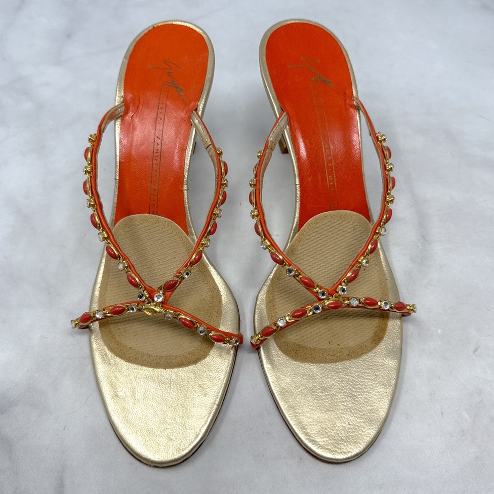 Giuseppe Zanotti Vicini Vintage Y2K Embellished Kitten Heel Mule Sandal 2000s 37 - Picture 3 of 15